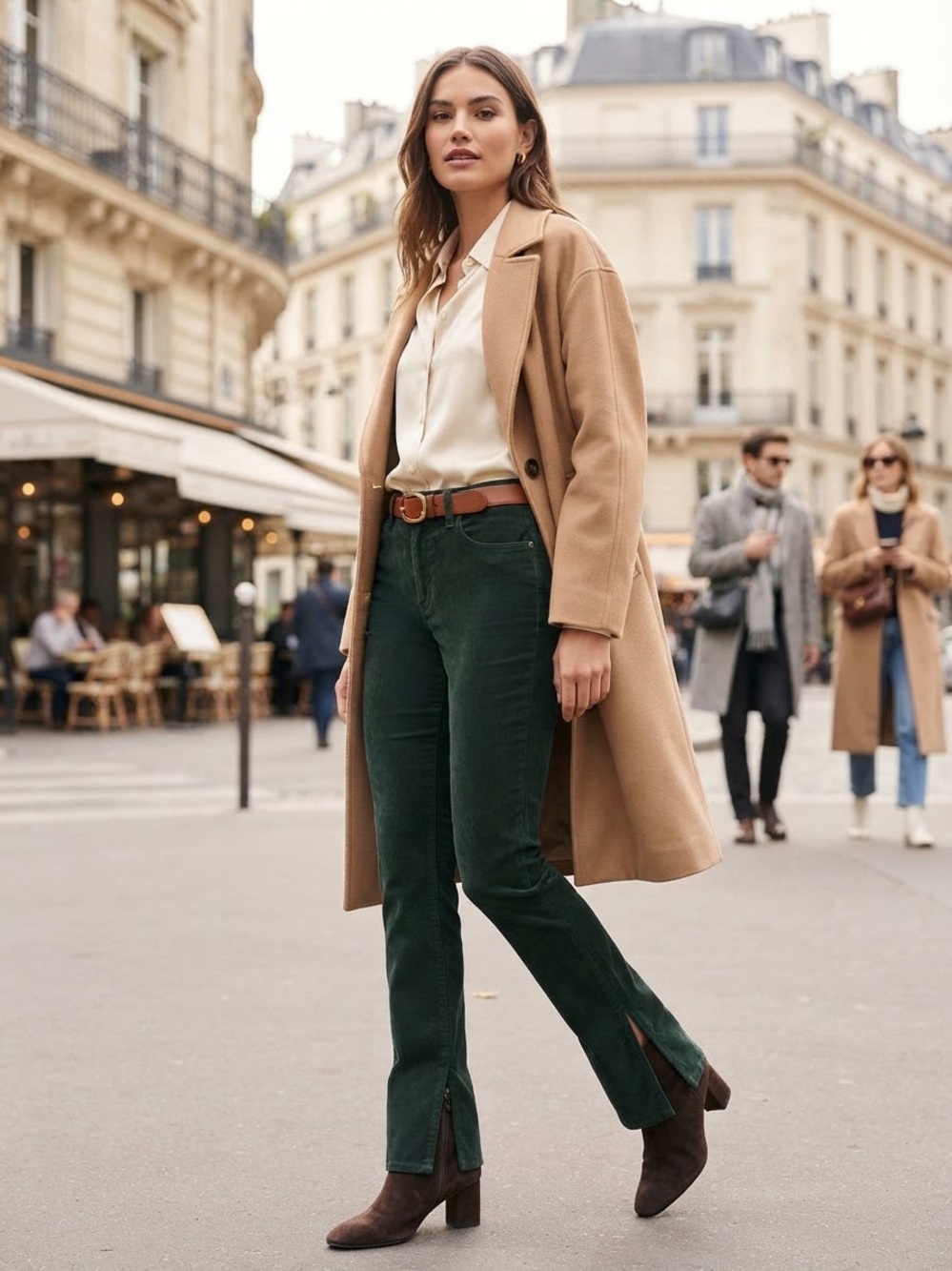 FRAME
Le Mini Bootcut Corduroy Trousers Green Size 26